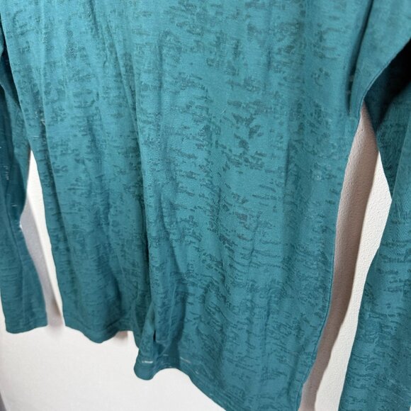 Y2K Maurices Sheer Burnout Top XL Teal Long Sleeve Scoop Neck Punk 2000s - Picture 4 of 9